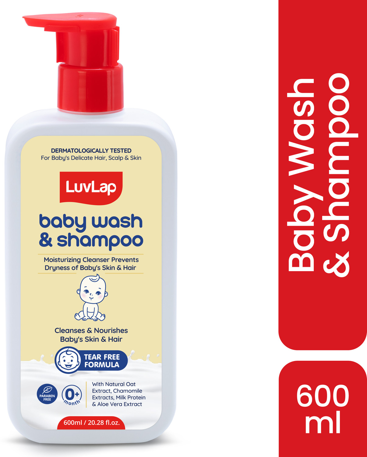 Image of LuvLap Baby Wash & Shampoo with Chamomile, Milk Protein, Oatmeal & Shea Butter