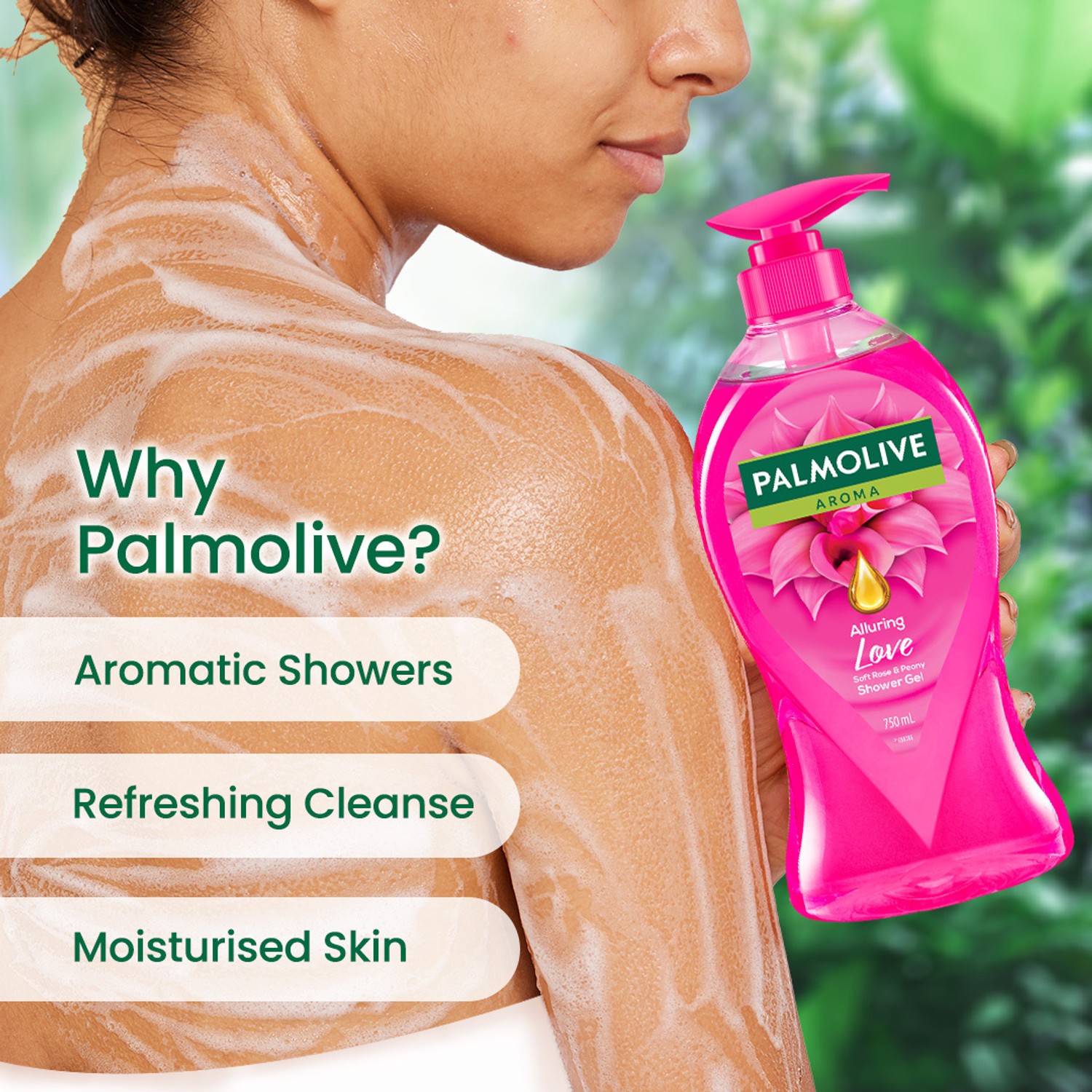 Image of PALMOLIVE Soft Rose & Peony Aroma Alluring Love Body Wash Shower Gel 750ml