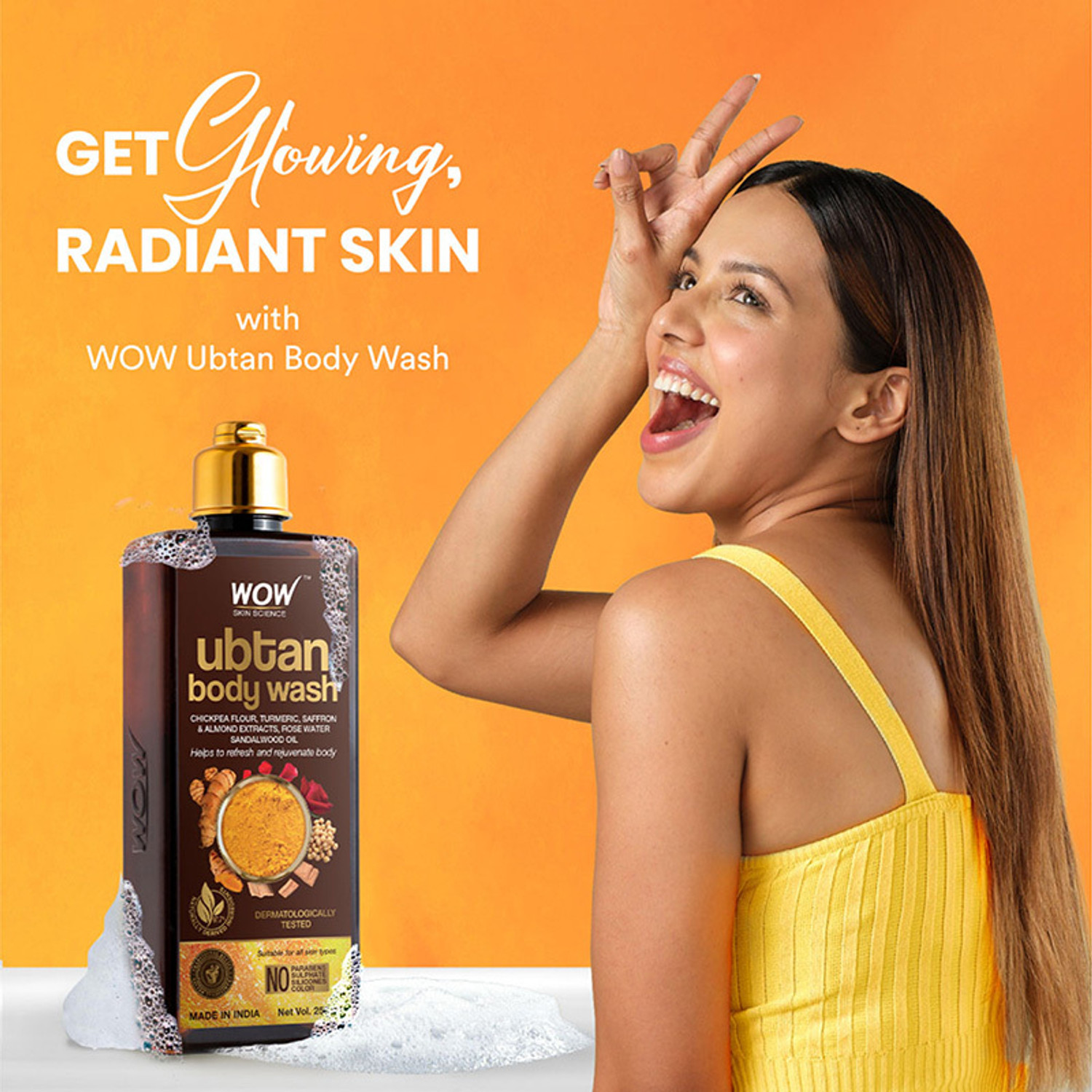Image of WOW SKIN SCIENCE Ubtan Body Wash With Chickpea Flour, Almond , Saffron & Turmeric Extracts