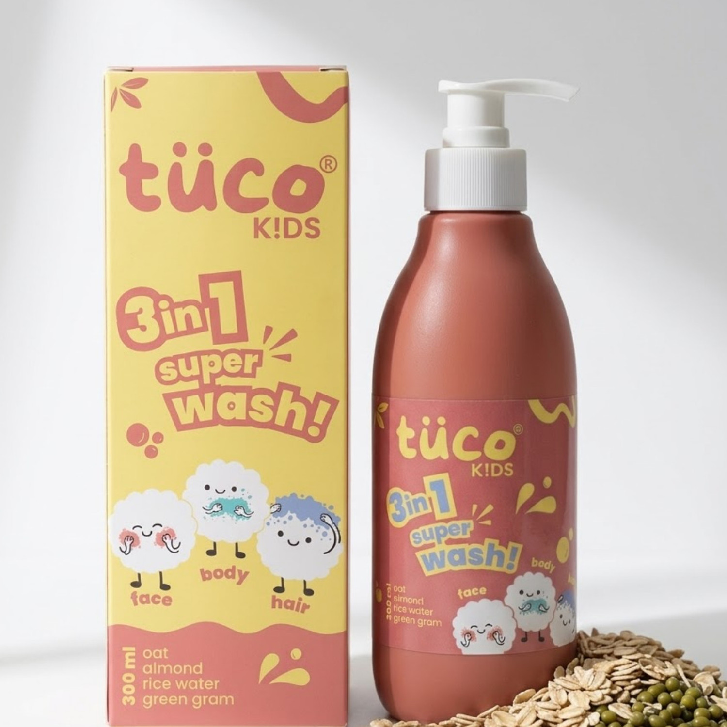 TuCo Kids 3 in 1 Super Wash | Gentle Cleansing for Kids |Natural Top To Toe Body Wash