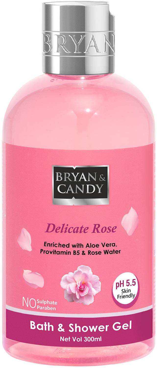 Bryan & Candy Delicate Rose Shower Gel (300ml) Enriched with Cocoa Butter, Shea Butter, Rose