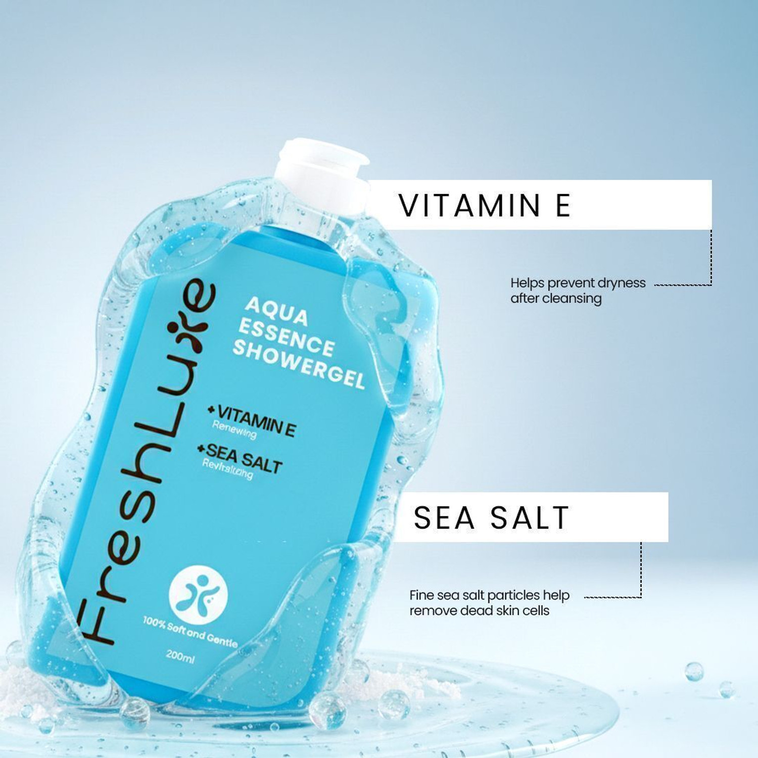 Image of FreshLuxe Aqua Essence Showergel for Exfoliation & De-tan Skin Bodywash