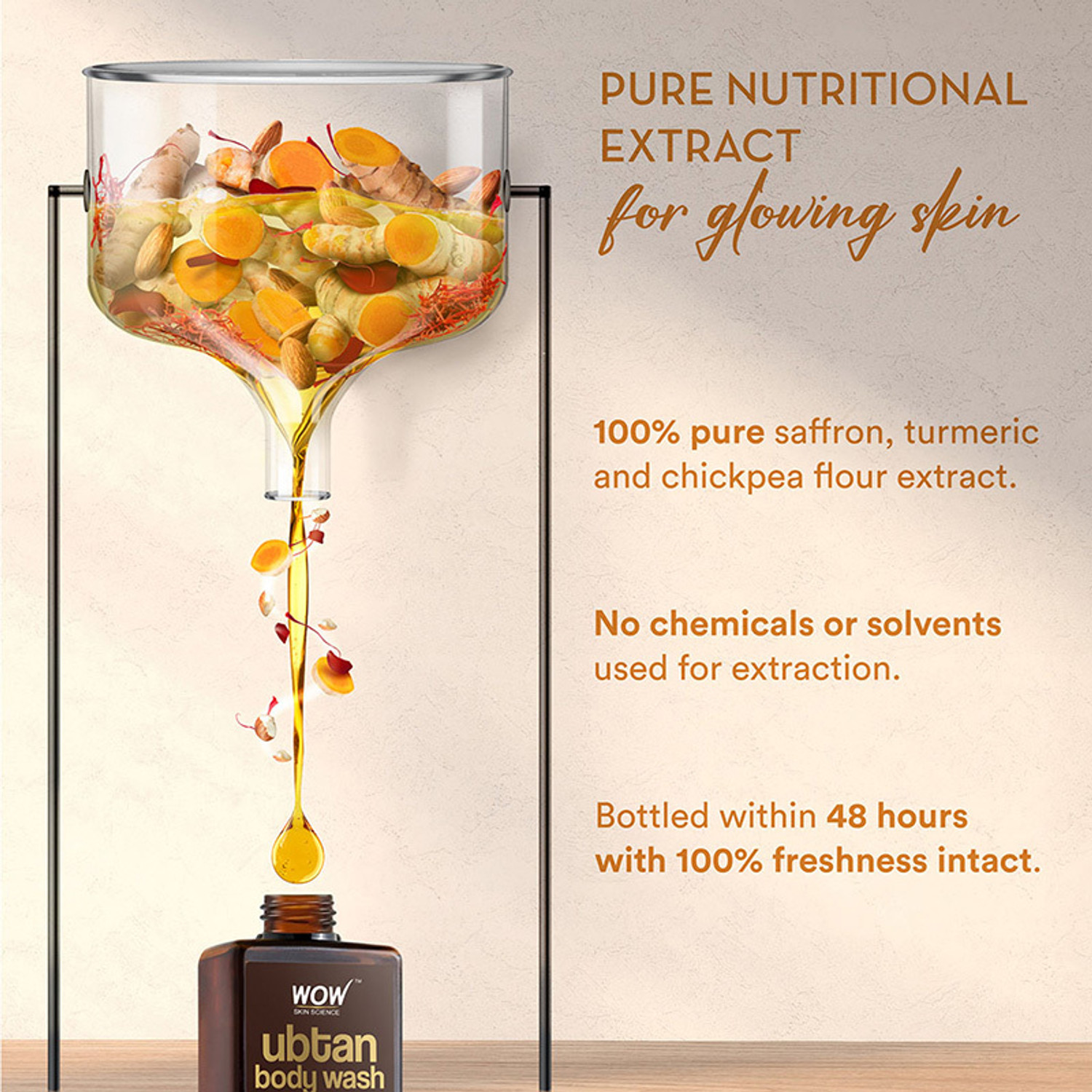 Image of WOW SKIN SCIENCE Ubtan Body Wash With Chickpea Flour, Almond , Saffron & Turmeric Extracts