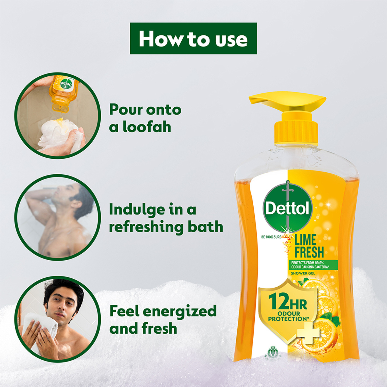 Image of Dettol Lime Fresh Body Wash Combo, Shower Gel for Men & Women, protects from bacteira