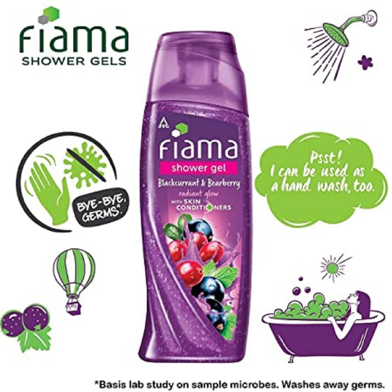 Image of FIAMA Blackcurrant & Bearberry Radiant Glow Shower Gel (Pack of 2)