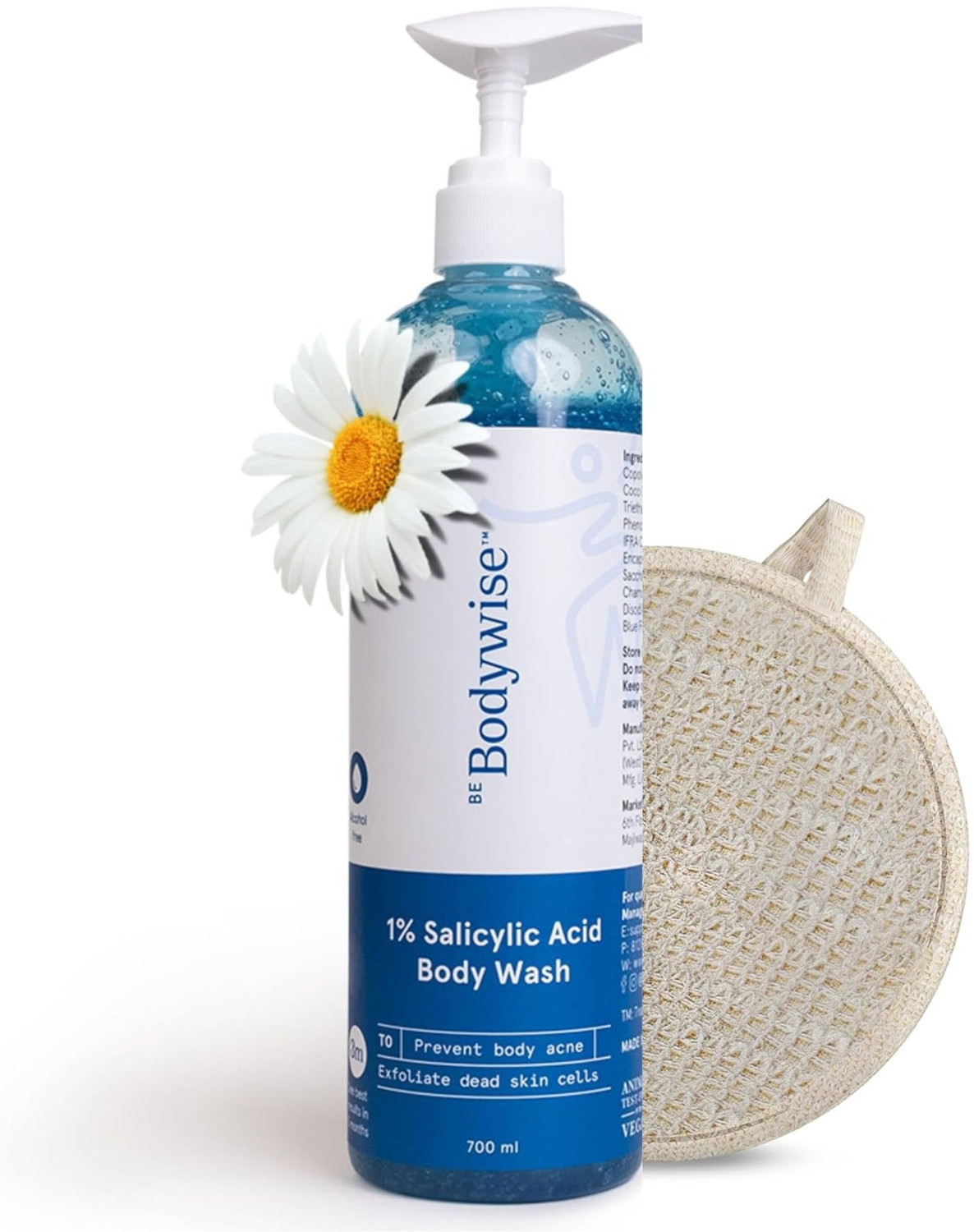 Image of Be Bodywise 1% Salicylic Acid Body Wash 700ml with Natural Loofah for Body Acne | Shower Gel