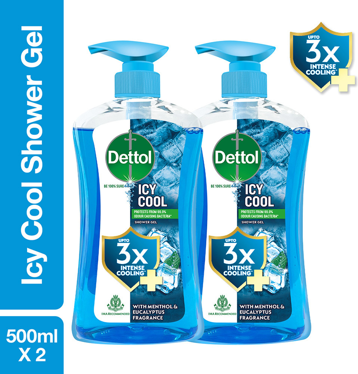 Image of Dettol Icy Cool Body Wash Combo and Shower Gel for Men & Women, protects from bacteria