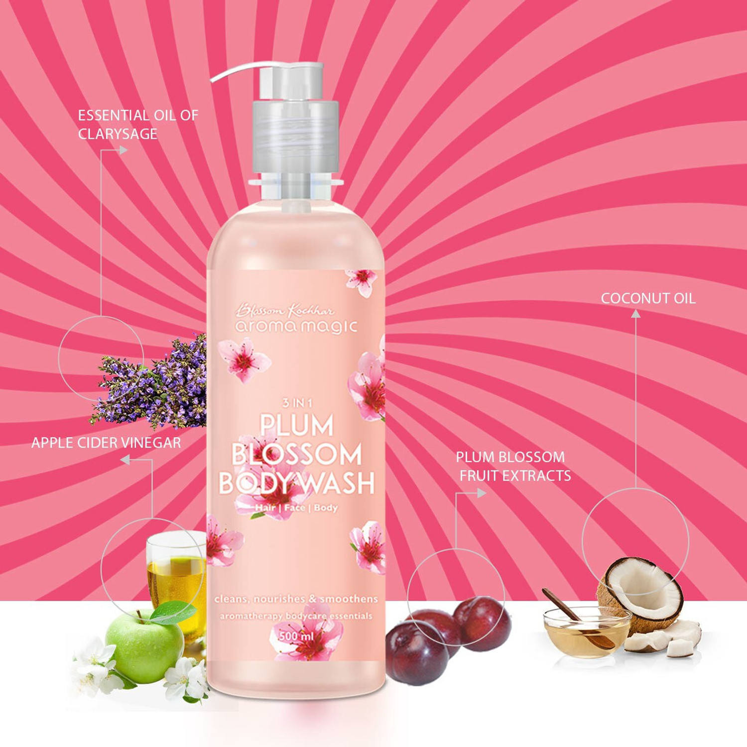 Image of Aroma Magic 3 in 1 Plum Blossom (Hairwash, Facewash, Bodywash)