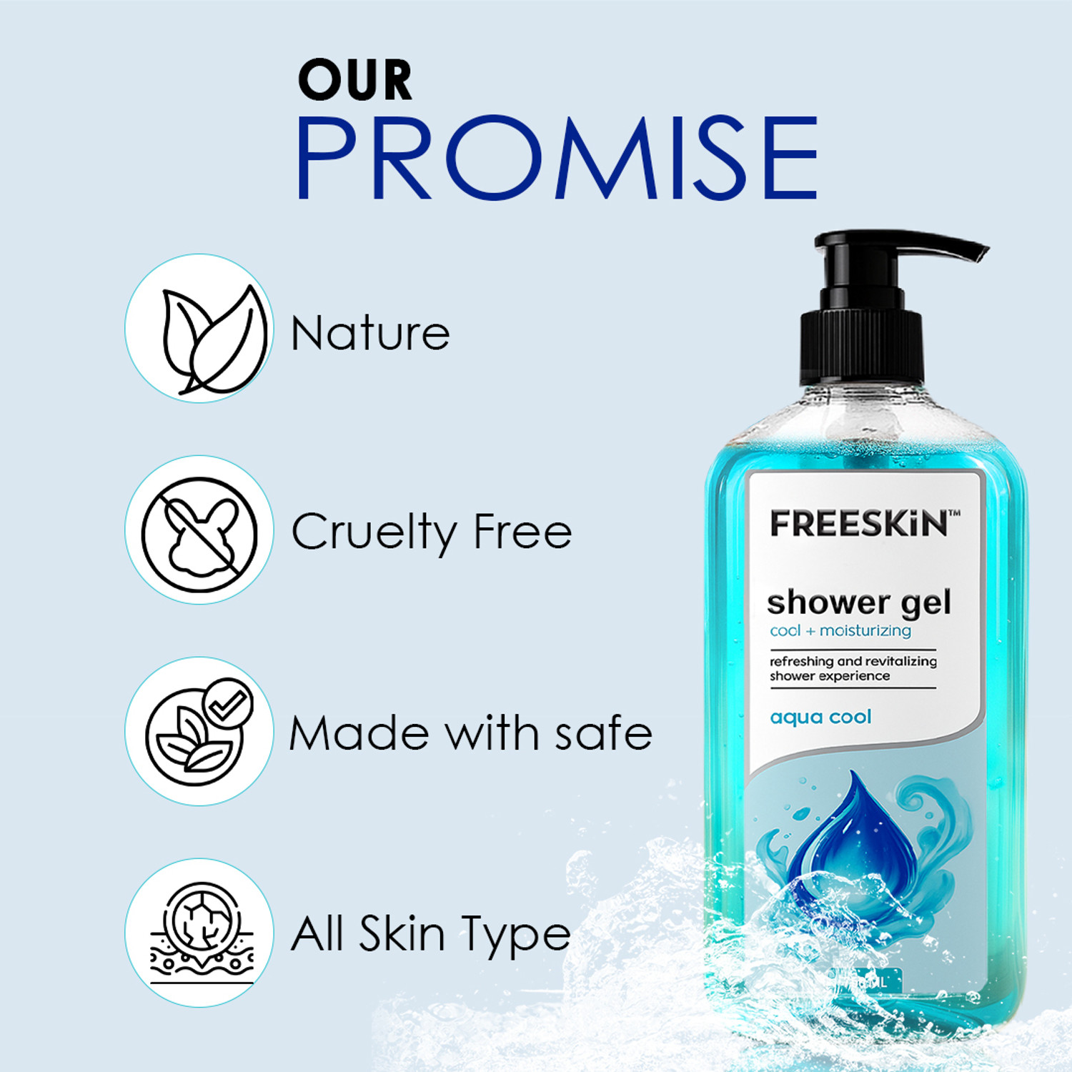 Image of Free Skin Aqua Cool Shower Gel | Refreshing & Revitalizing Body Wash | Hydrating Freshness