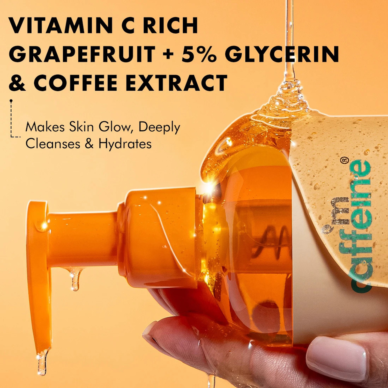 Image of mCaffeine Glow Boost Grapefruit Body Wash | 5% Glycerin & Vitamin C for Soft & Smooth Skin