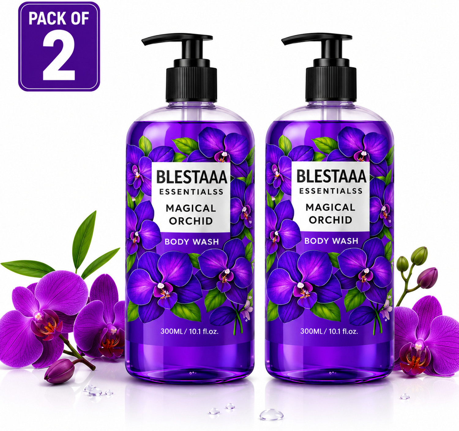 Image of blestaaa essentialss Orchid Blossom Body Wash - Nourish & Refresh Daily (2 x 300 ml)