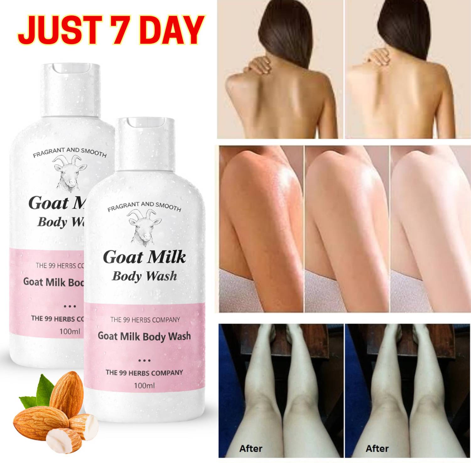 The 99 Herbs Company (PACK OF 2) 99 HERBS COMPANY Goat Milk Body Wash (PINK) 100ml | Skin Cleanser