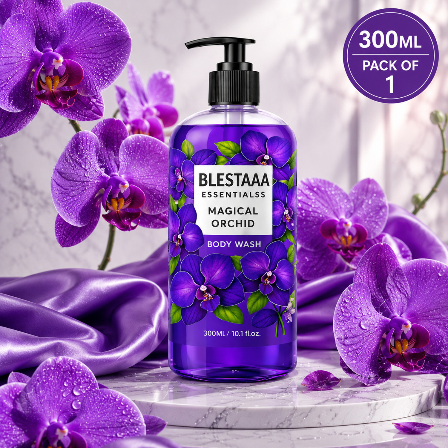 Image of blestaaa essentialss Hydrating Orchid Body Wash with Rich Lather and Refreshing Floral Aroma.