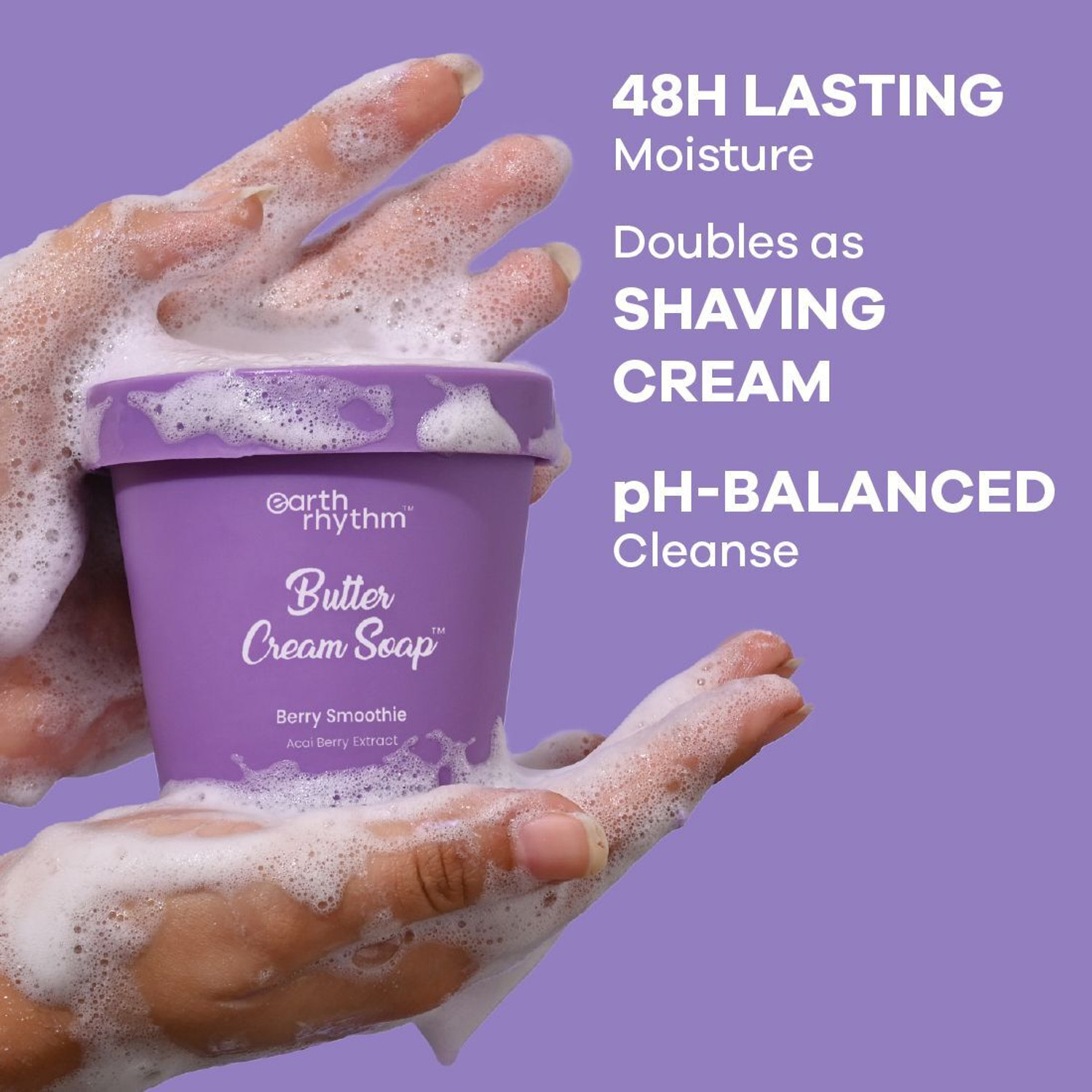 Image of Earth Rhythm Berry Smoothie Butter Cream Soap with Shea Butter, Acai Berry