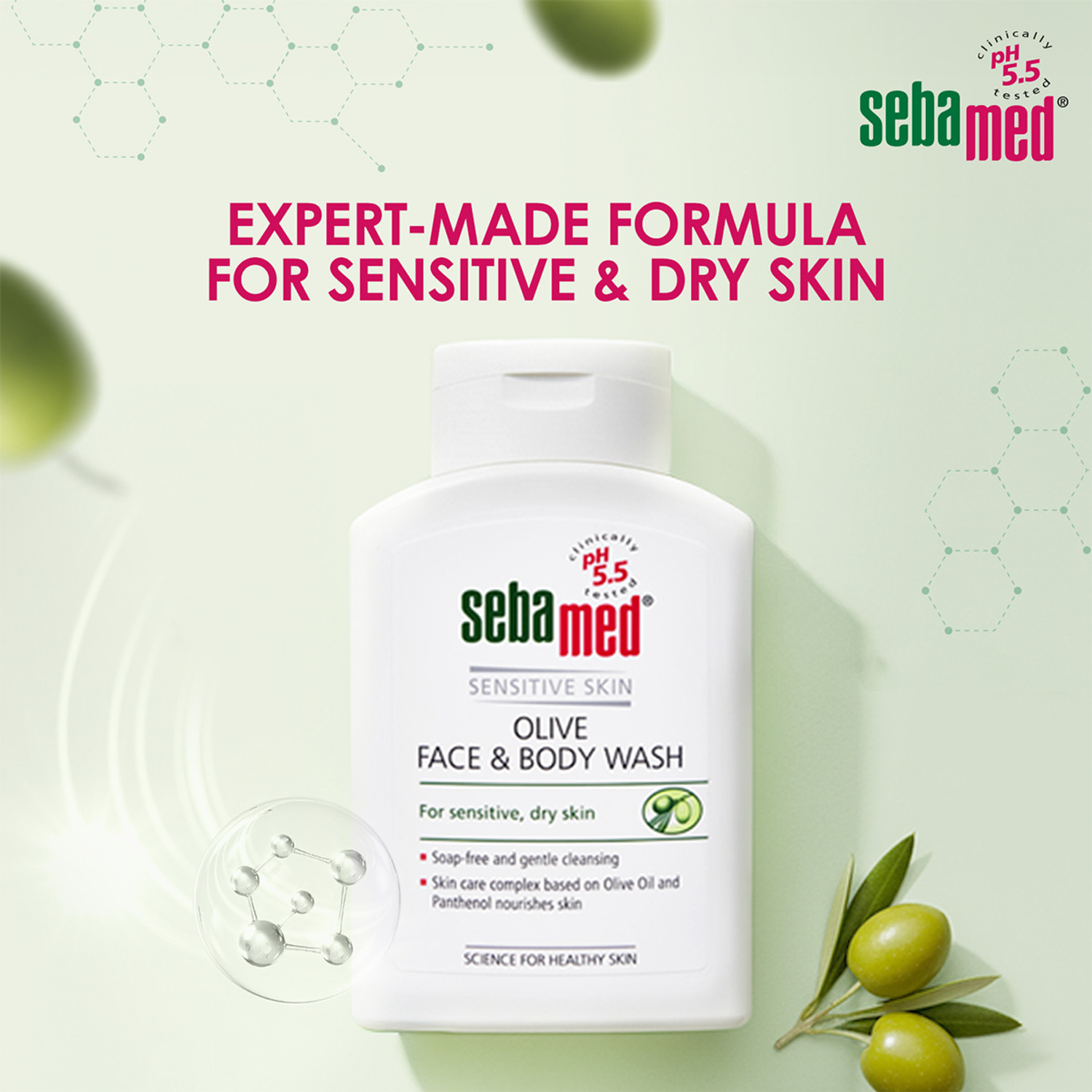 Image of Sebamed Olive Face & Body Wash | pH 5.5 | Mild for sensitive, dry skin |