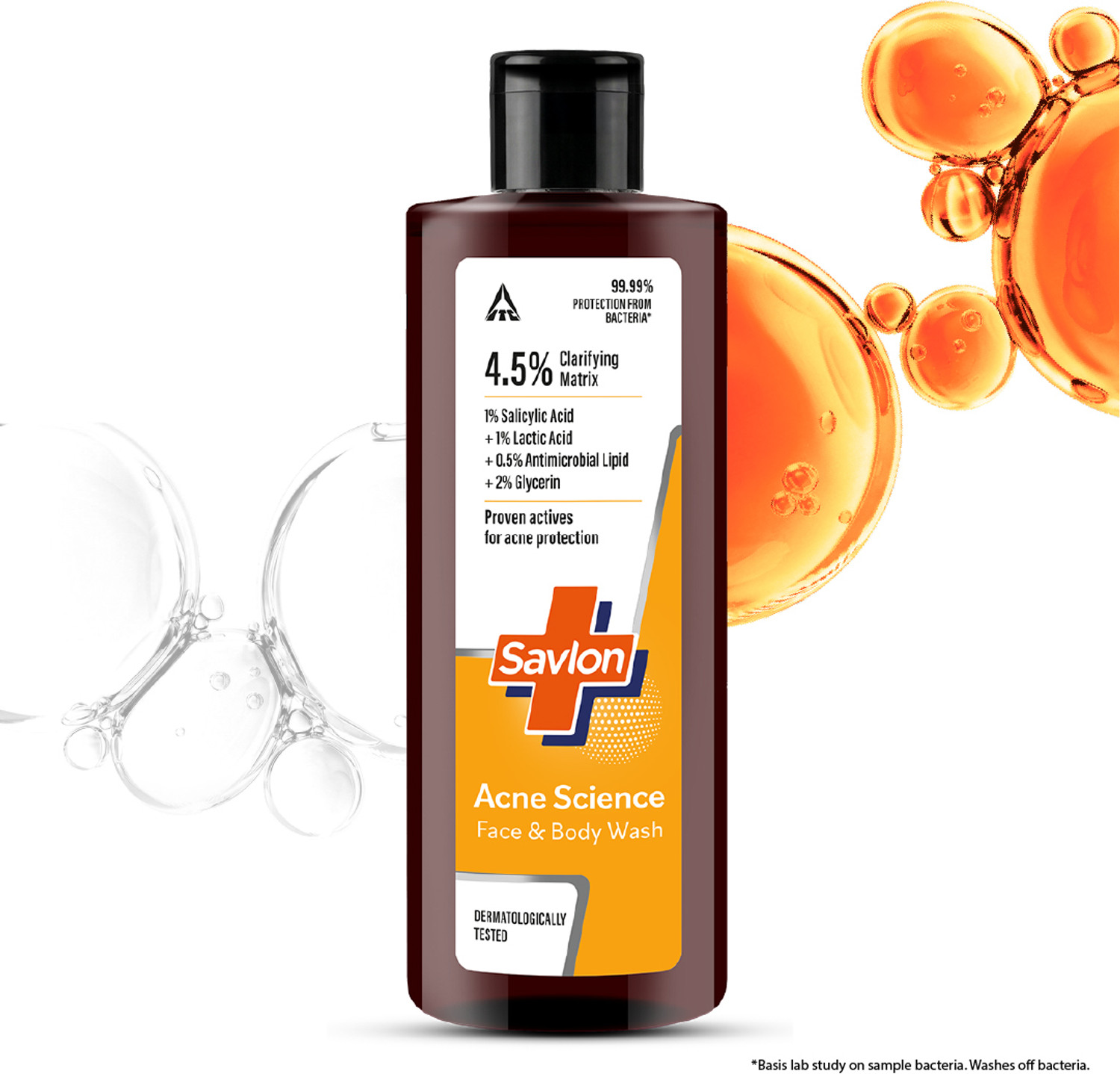 Image of Savlon Acne Science Face & Body Wash 250ml, With Salicylic & Lactic Acid, Dermat Tested