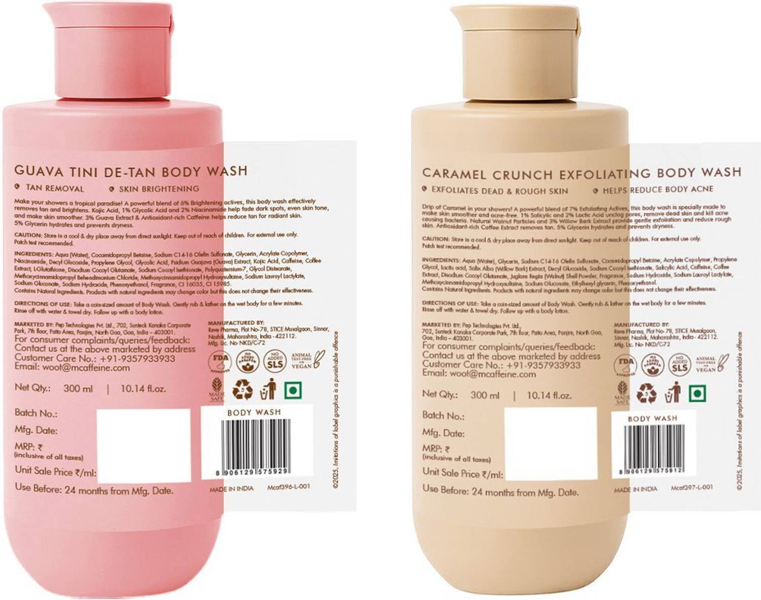 mCaffeine De-Tan & Exfoliating Body Wash Combo (Guava + Caramel) - Image 5