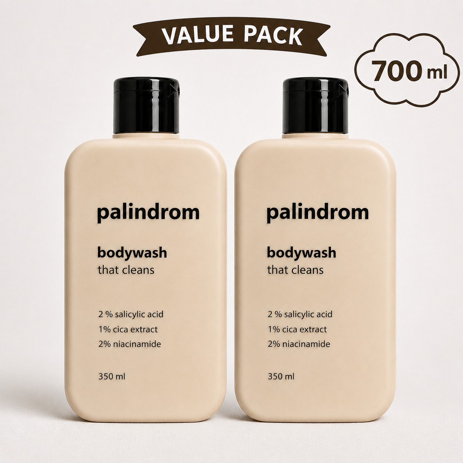 Palindrom 2% Niacinamide,2% Salicylic Acid & 1% Cica Body Wash for Oily & All Skin Types