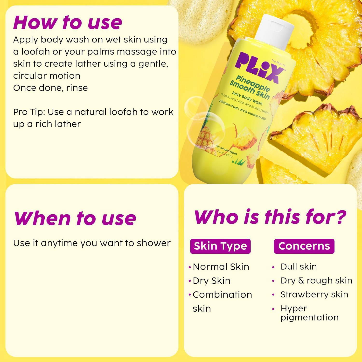 The Plant Fix Plix Pineapple Lactic Acid Body Wash - Image 5