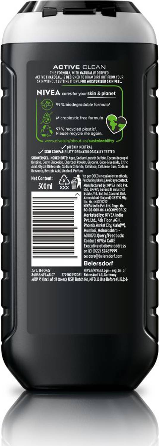 Nivea Men Active Clean Charcoal Body Wash 500 ml - Image 5