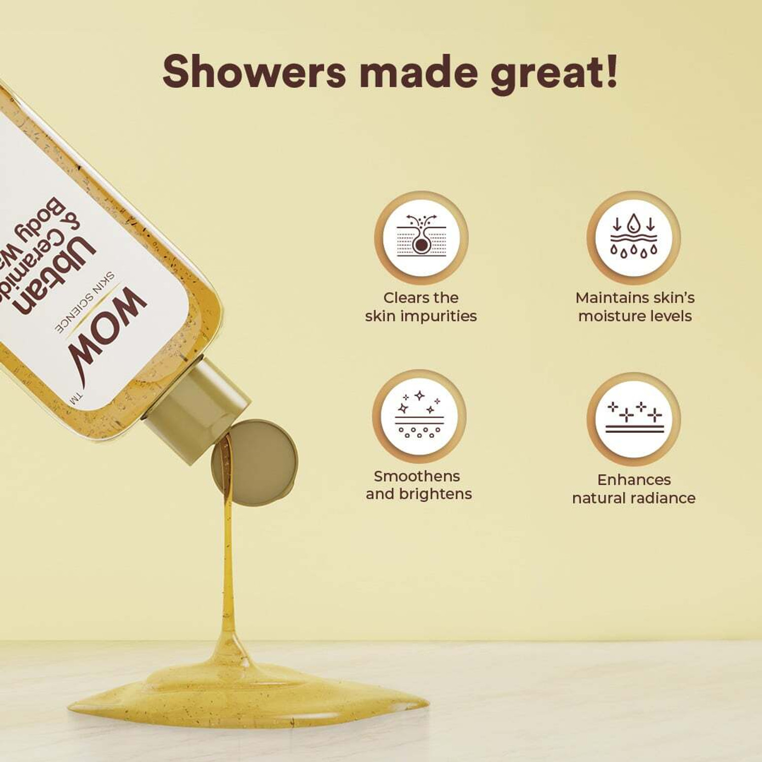 Image of WOW SKIN SCIENCE Ubtan & Ceramide Body Wash | Radiance Boosting Cleanser | Revives Dull Skin