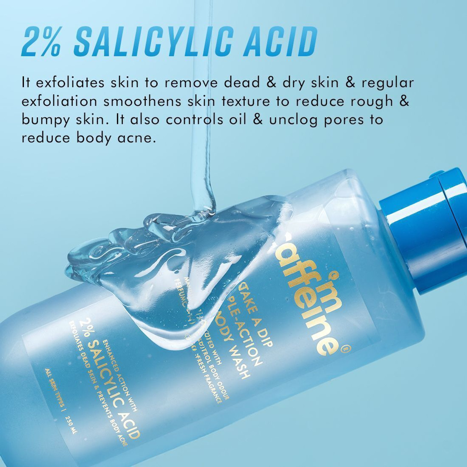 Image of mCaffeine 3-in-1 Perfume Body Wash, Odour Control, Aqua-Fresh, Smooth bump-free skin -