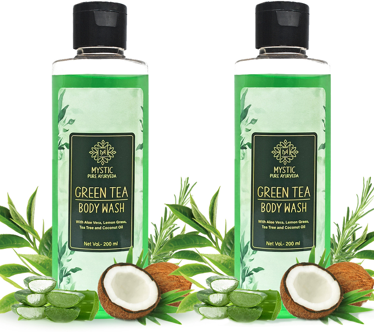 Image of Mystic pure ayurveda Green Tea and Lemon Grass Body Wash For Skin Purification & Hydration