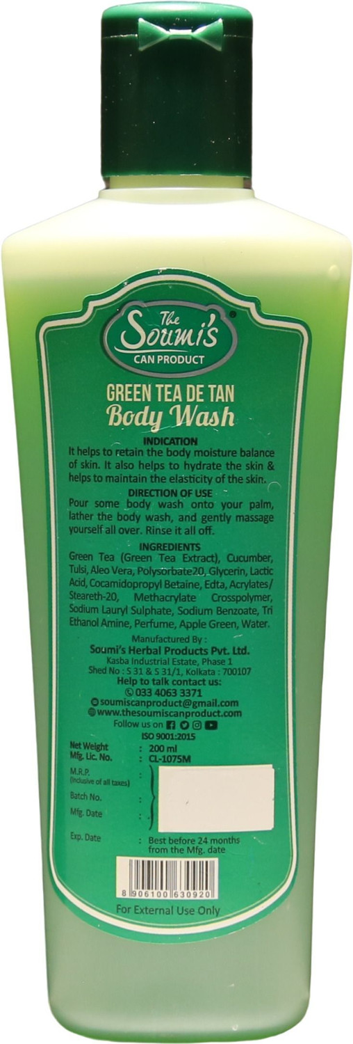 Image of The Soumi's Can Product GREEN TEA DE TAN BODY WASH (PACK OF 2)