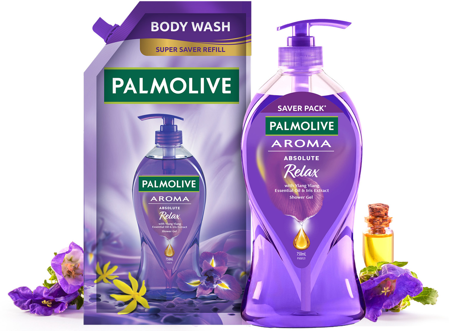 Image of PALMOLIVE Body Wash - Absolute Relax Pump Bottle (750ml) & Absolute Relax Refill (750ml)
