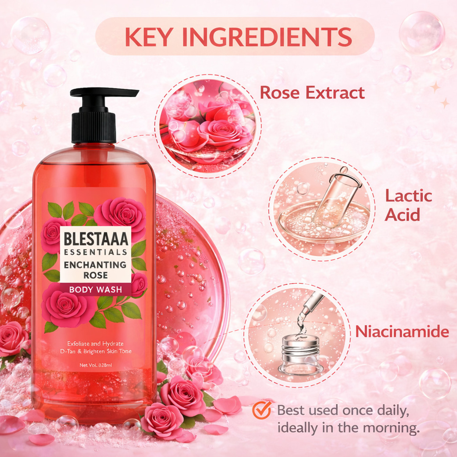 Image of blestaaa essentialss Rose Body Wash with Blossom Fragrance|Refreshing & Hydrating|Unisex