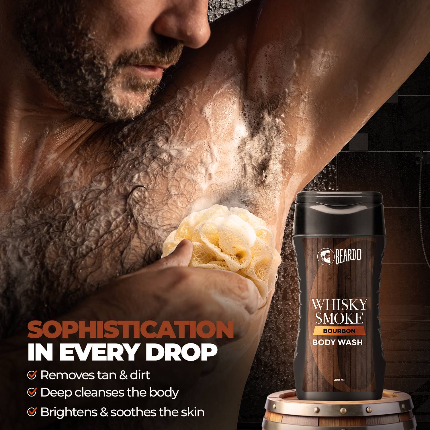 BEARDO Whisky Smoke Bourbon Body Wash 200ml - Image 4