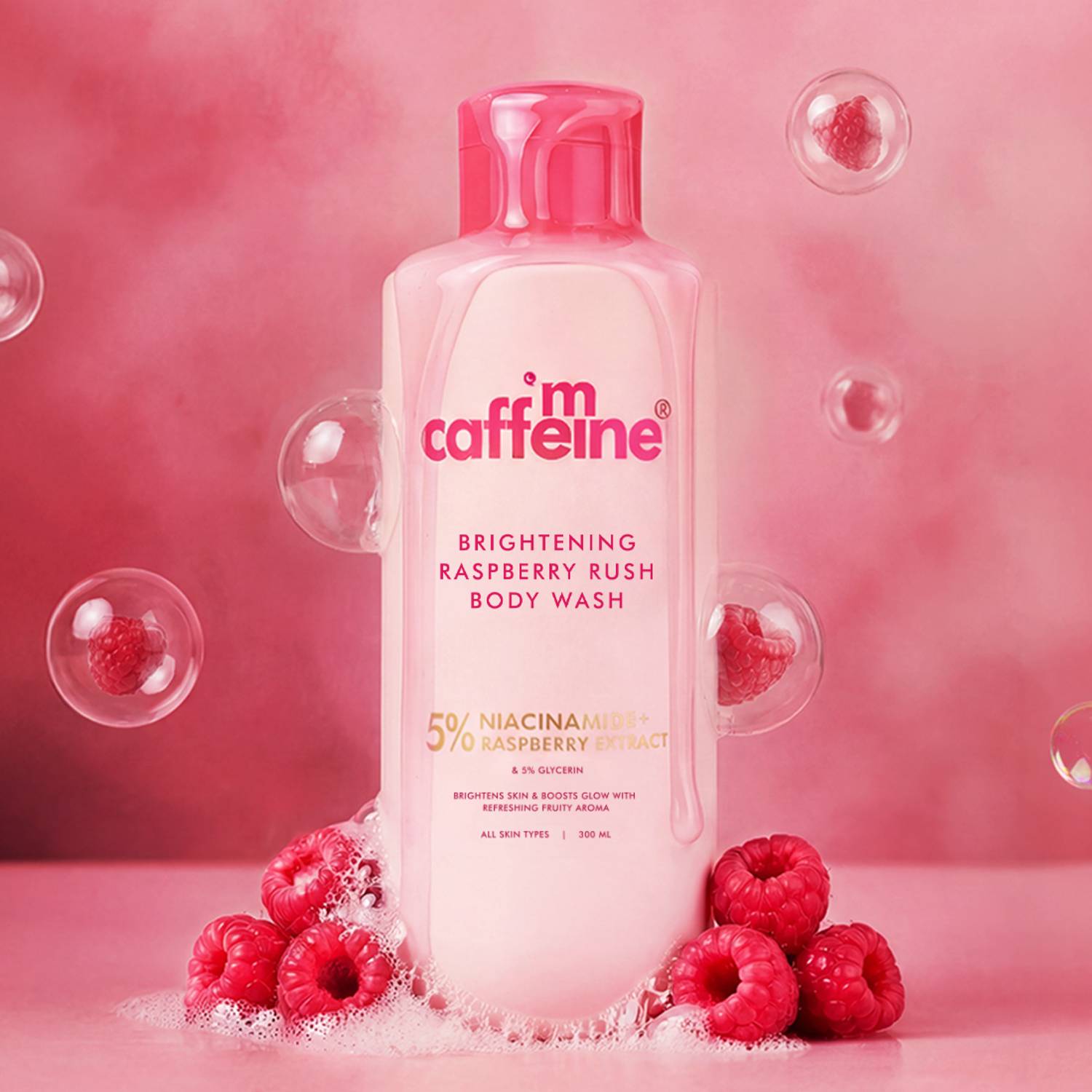mCaffeine Raspberry Rush Brightening Body Wash 300 ml