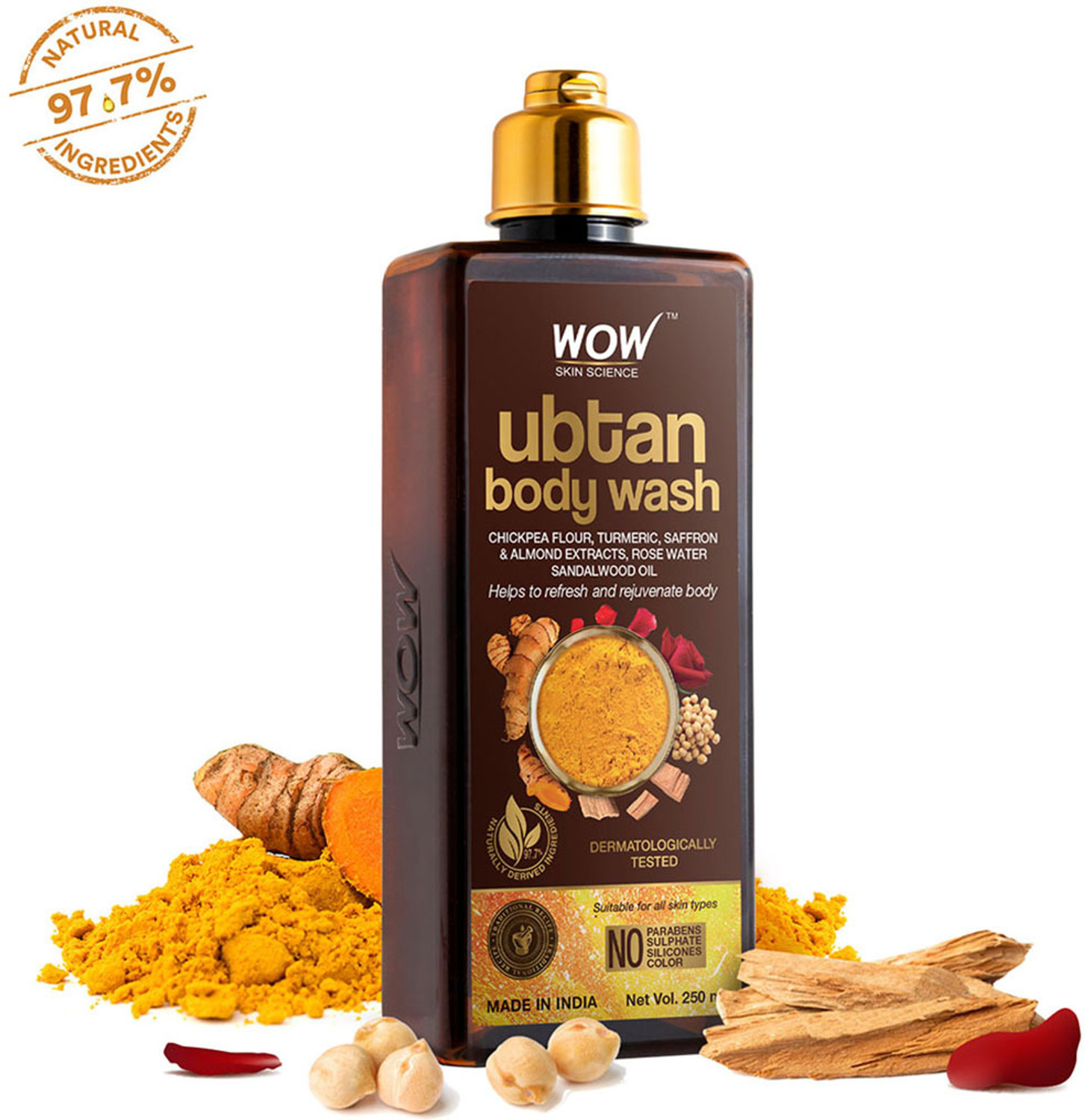 Image of WOW SKIN SCIENCE Ubtan Body Wash With Chickpea Flour, Almond , Saffron & Turmeric Extracts