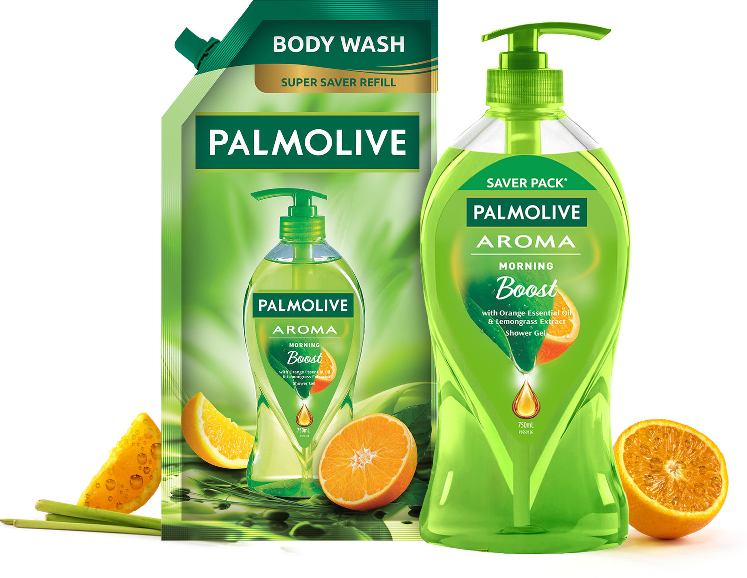 Image of PALMOLIVE Body Wash - Morning Tonic Pump Bottle (750ml) & Morning Tonic Refill (750ml)