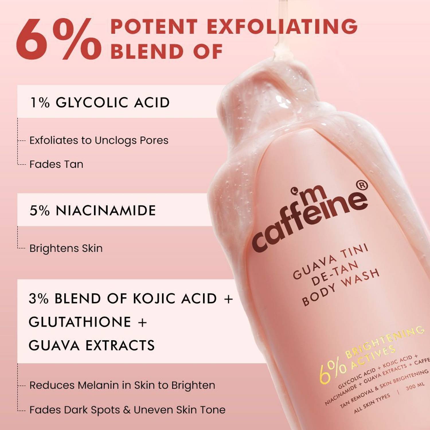 mCaffeine De-Tan & Exfoliating Body Wash Combo (Guava + Caramel) - Image 3