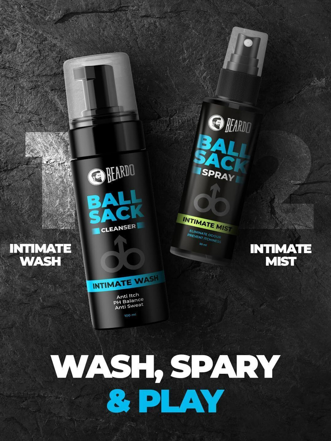 Image of BEARDO Ball Sack Intimate Wash for Men, Cleanser with PH Balance (Pack of 2)