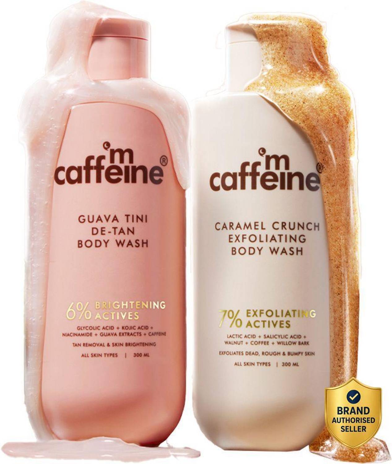 mCaffeine De-Tan & Exfoliating Body Wash Combo (Guava + Caramel) - Image 1
