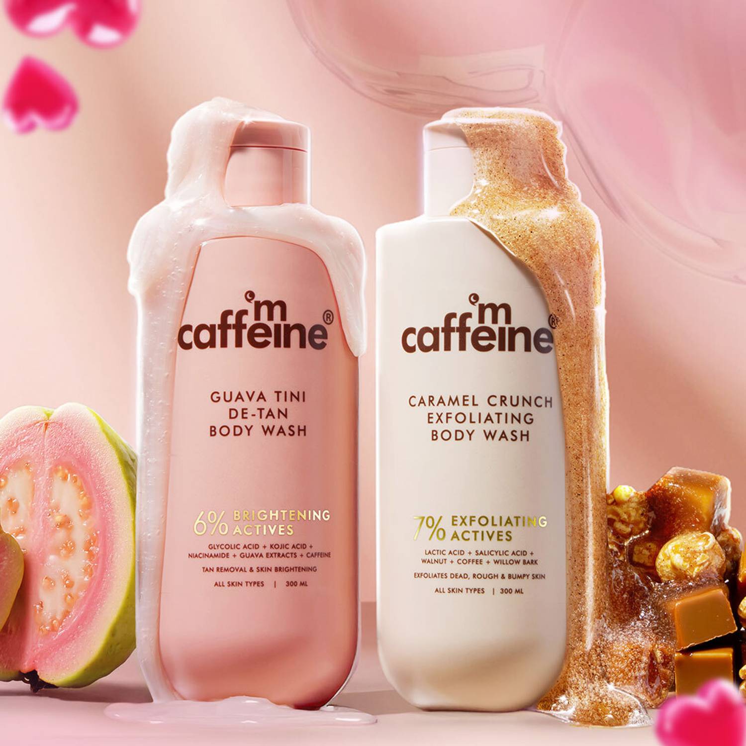 mCaffeine De-Tan & Exfoliating Body Wash Combo (Guava + Caramel) - Image 2