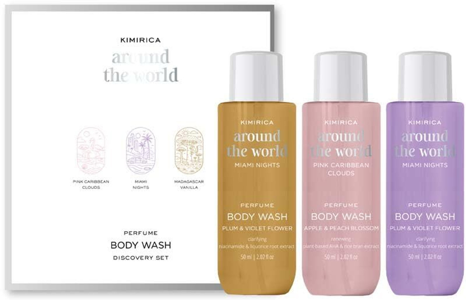 Image of KIMIRICA Around the world perfume body wash trio gift set
