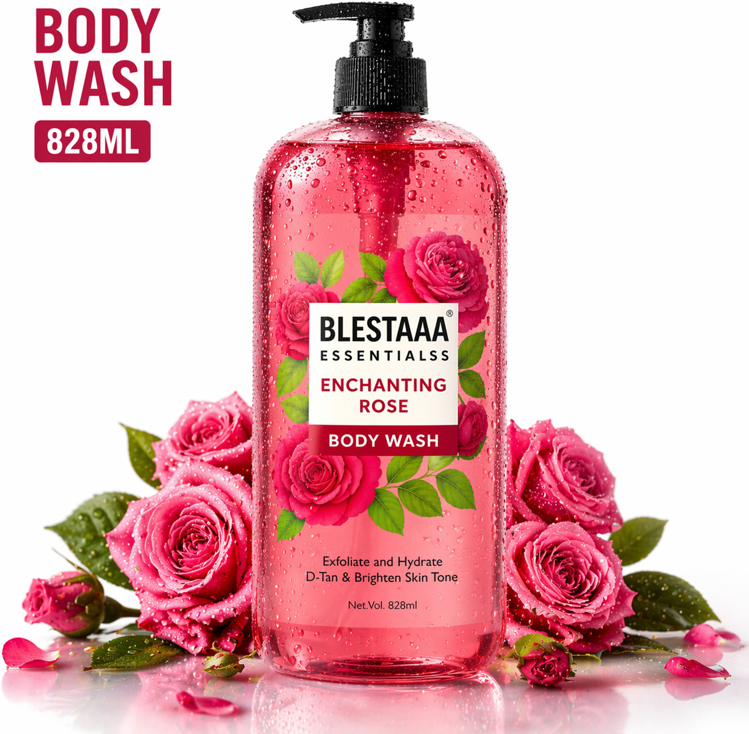 Image of blestaaa essentialss Rose Body Wash Refreshing & Hydrating Shower Gel Gentle Cleanser Flora Fragrance