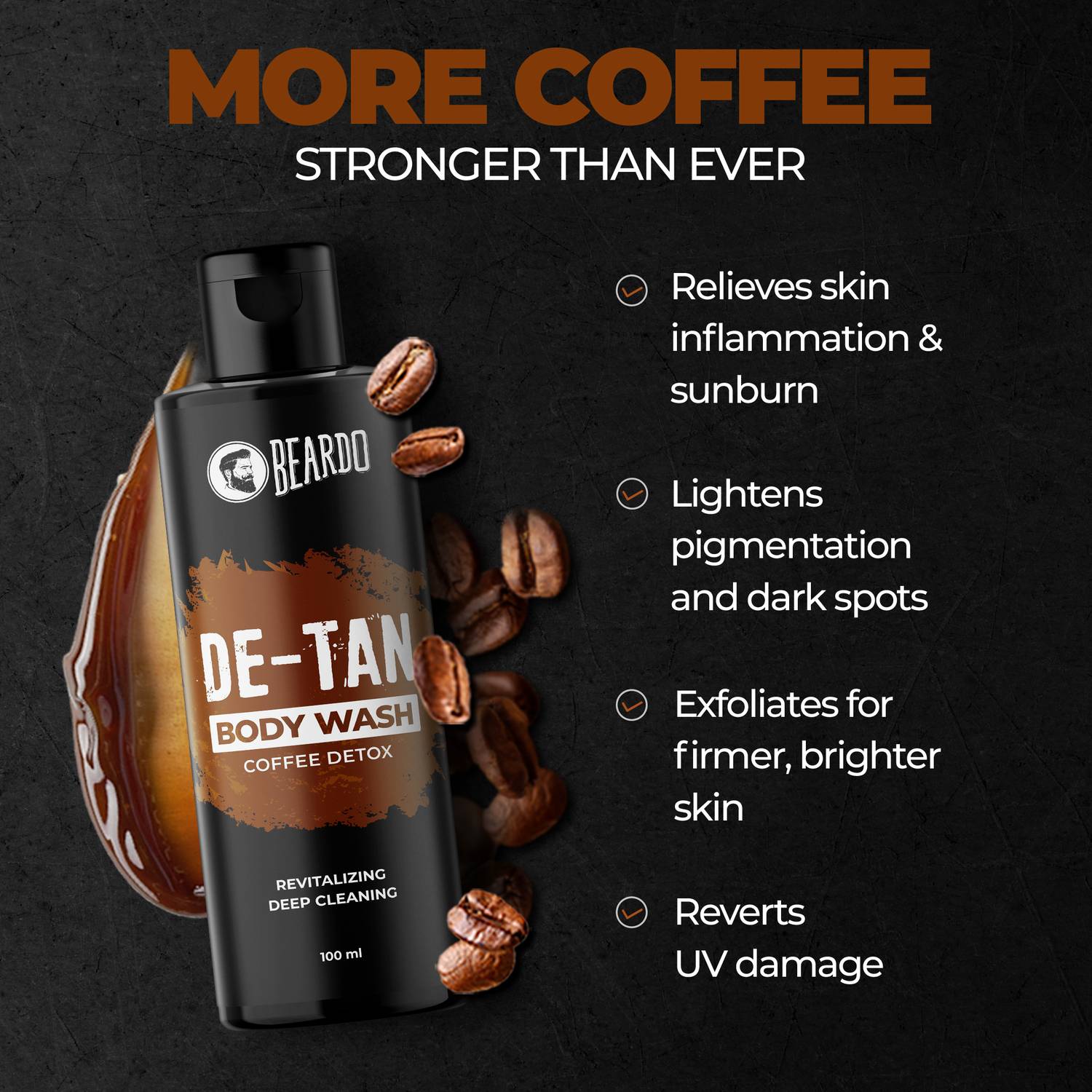BEARDO De-Tan Body Wash Coffee & Aloe 200ml - Image 4