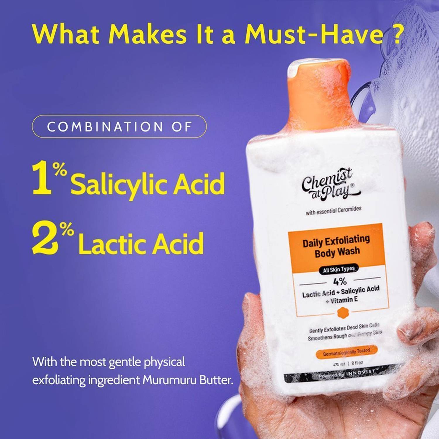 Chemist at Play Lactic & Salicylic Acid Exfoliating Body Wash 236ml - Image 5