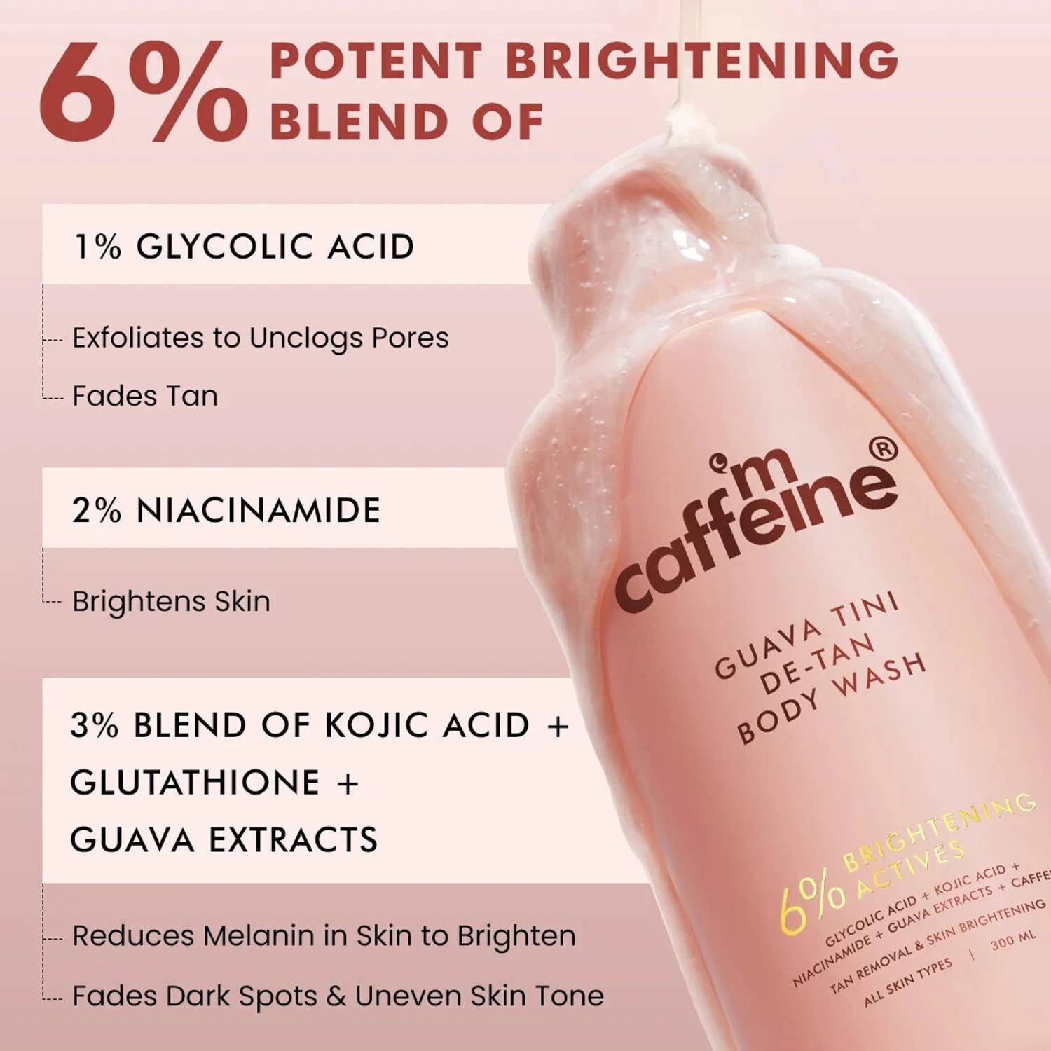 mCaffeine 1% Glycolic 5% Niacinamide Kojic Body Wash 300 ml - Image 5