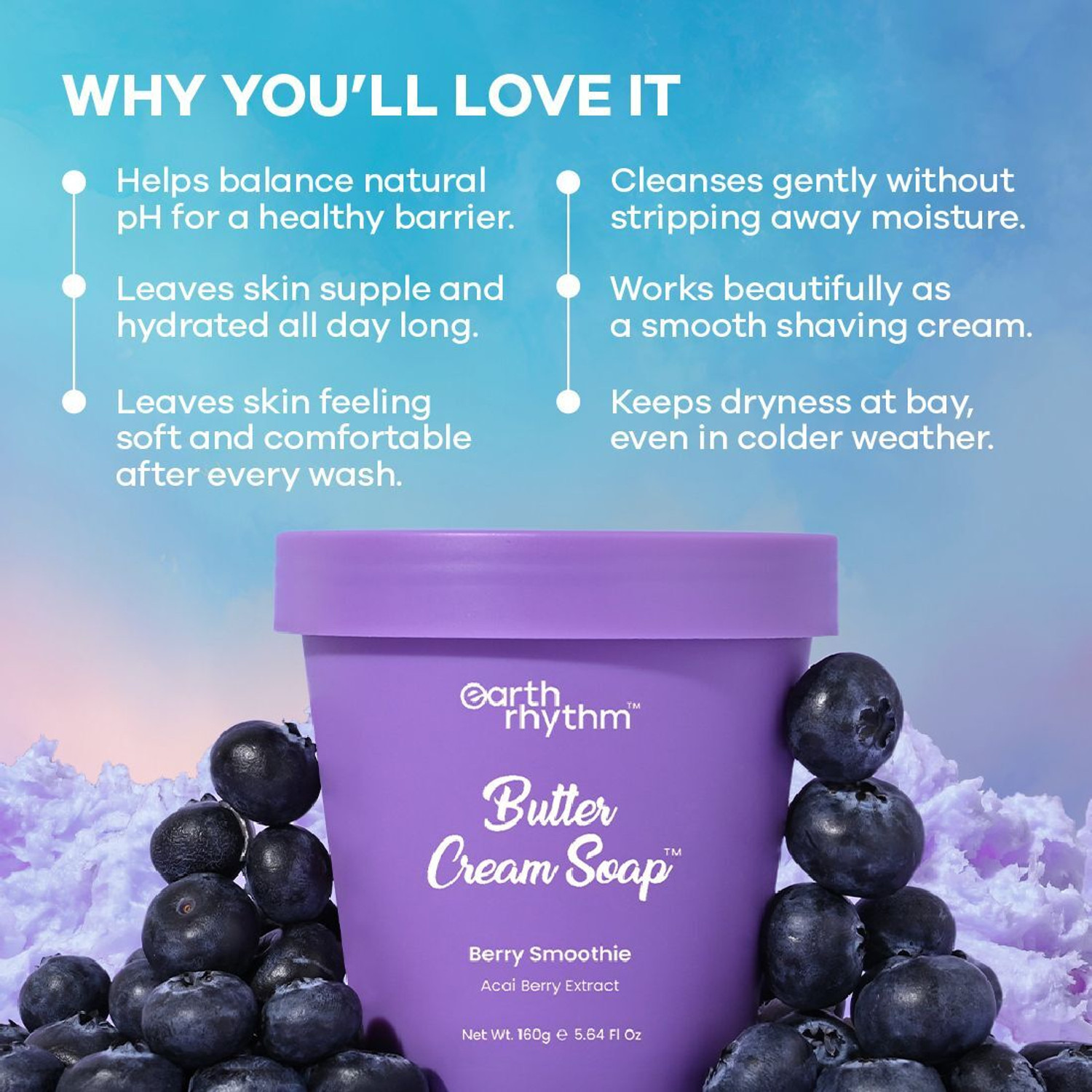 Image of Earth Rhythm Berry Smoothie Butter Cream Soap with Shea Butter, Acai Berry