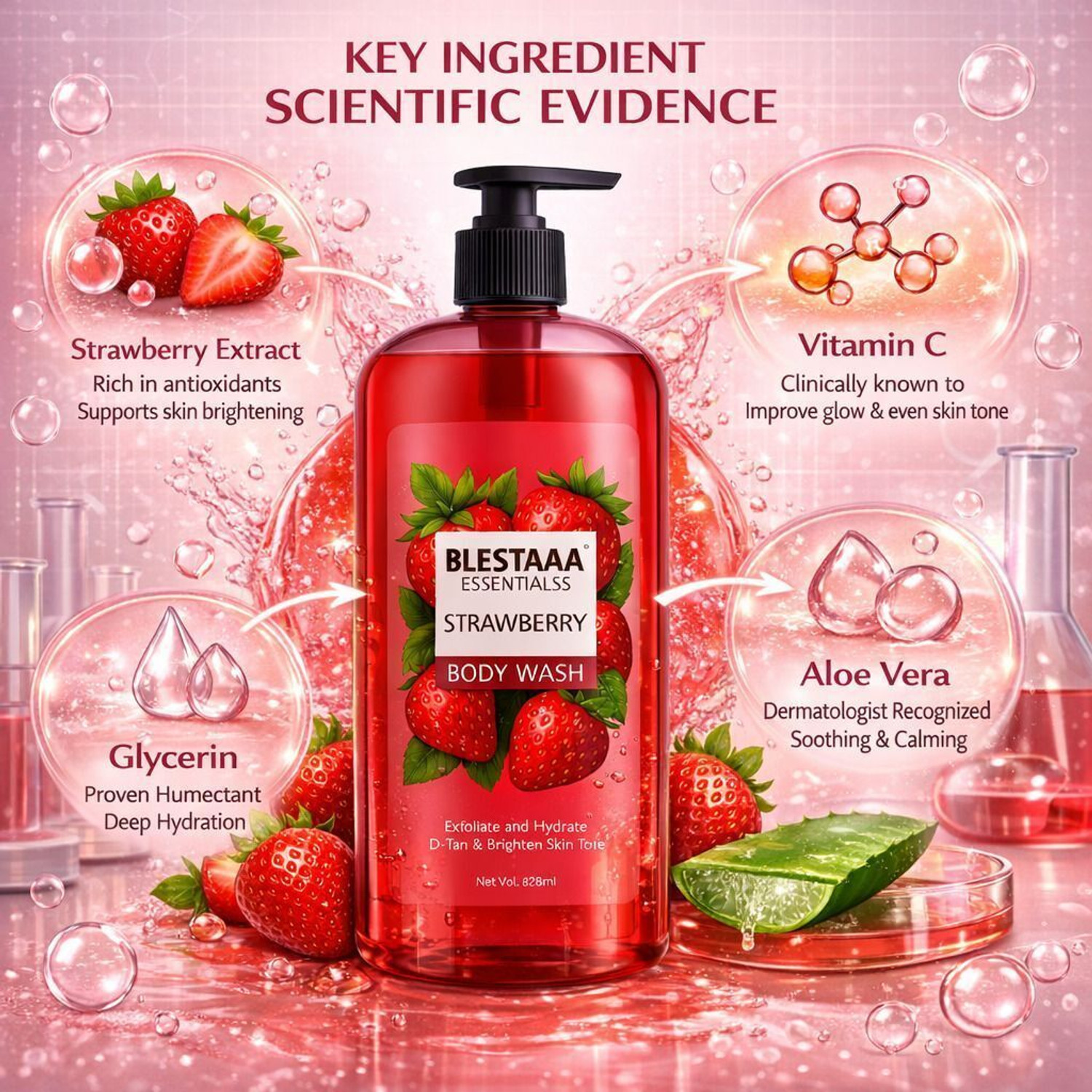 Image of blestaaa essentialss SkinLove Juicy Strawberry Body Wash - Sulfate-Free