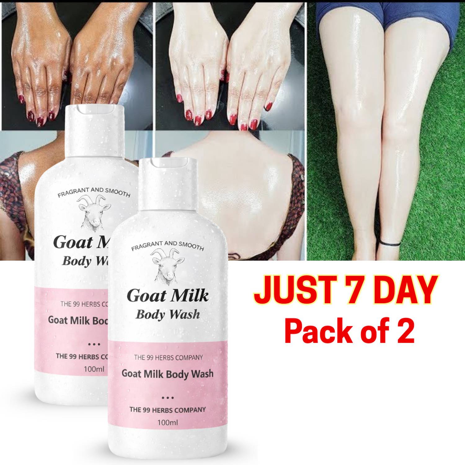 The 99 Herbs Company (PACK OF 2) THE 99 HERBS Goat Milk Body Wash (PINK) 100ml Each