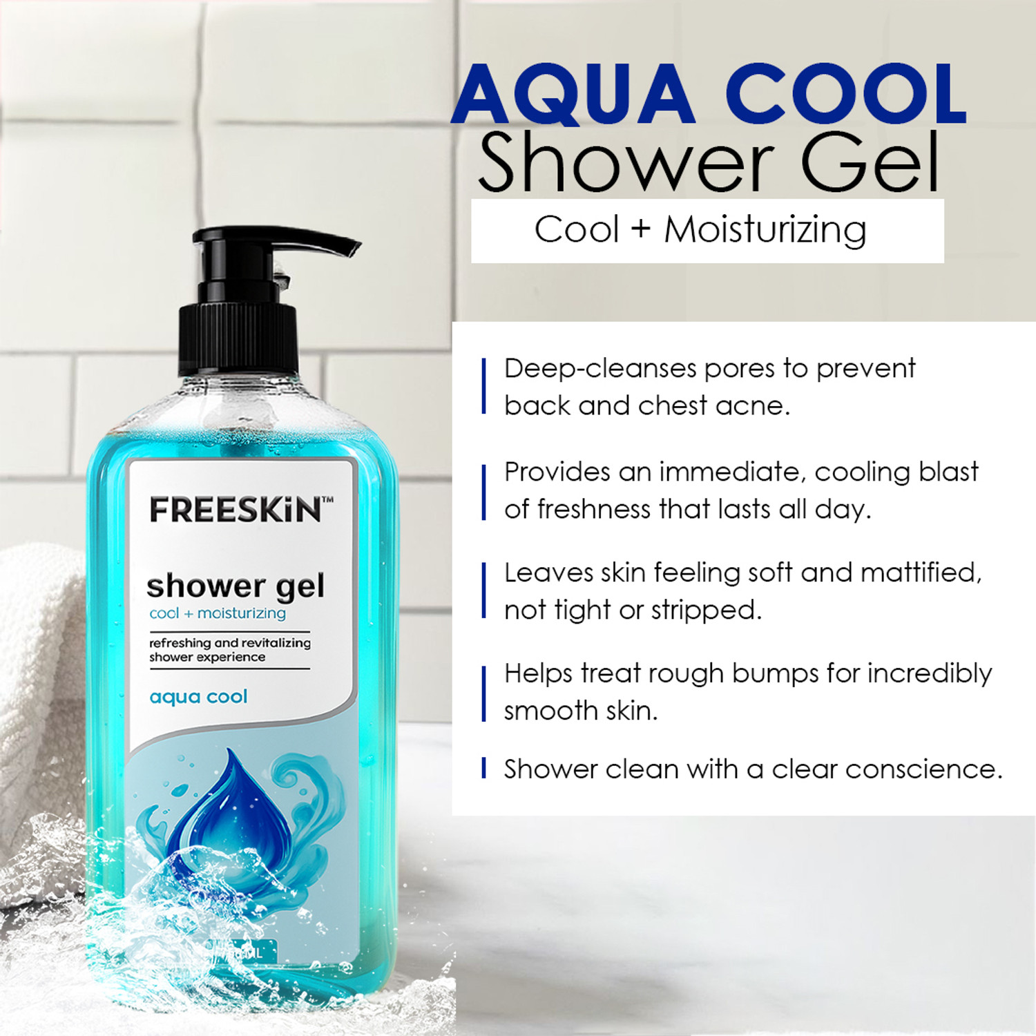 Image of Free Skin Aqua Cool Shower Gel | Refreshing & Revitalizing Body Wash | Hydrating Freshness
