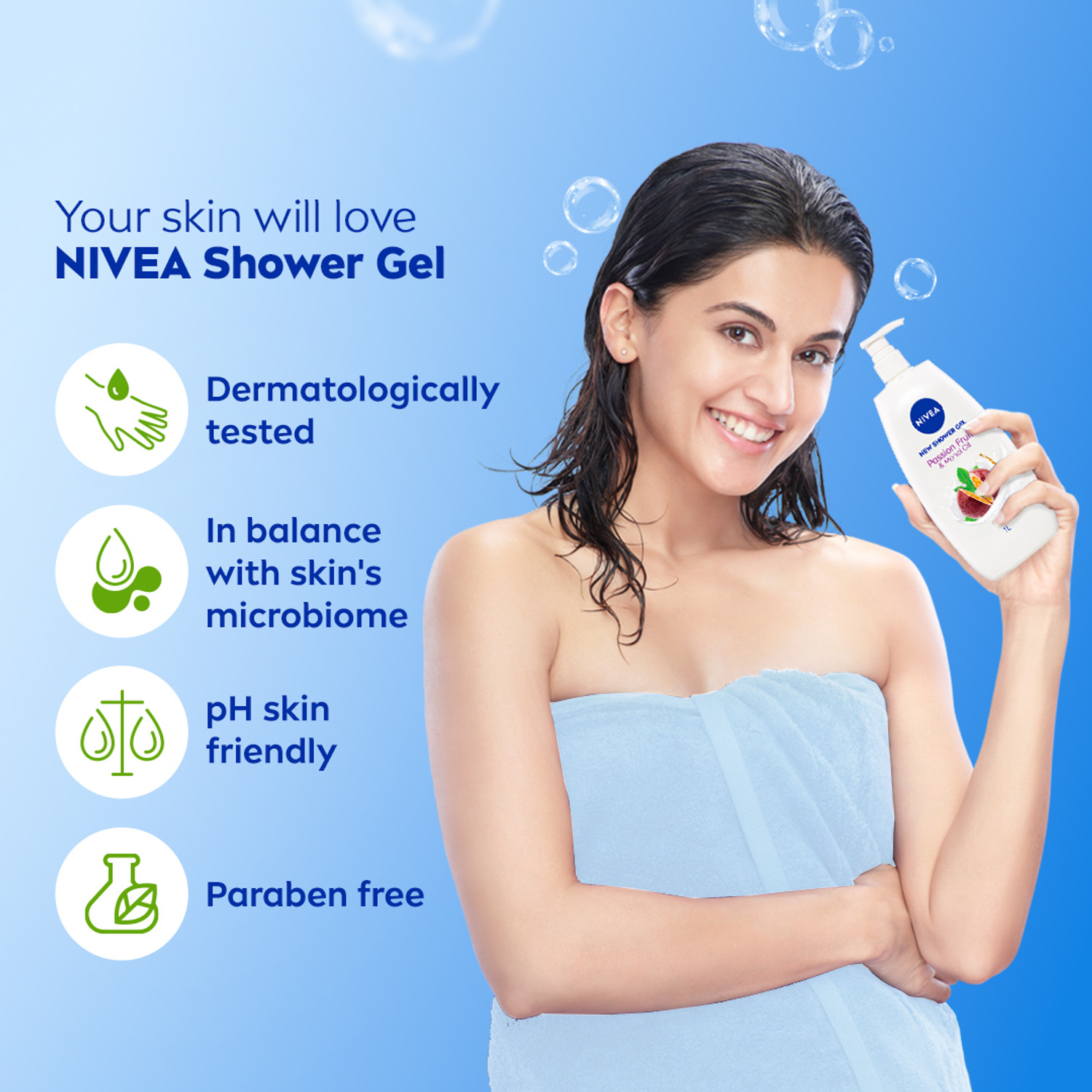 Image of NIVEA Passion fruit & Monoi Oil Body Wash for Lasting Fragrance & Healthy Skin | 1L