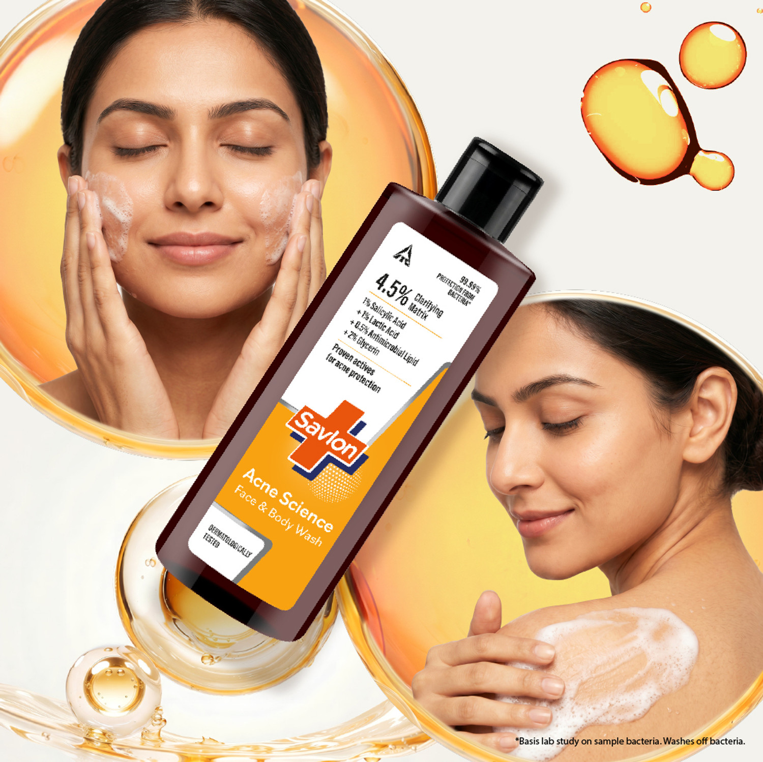 Image of Savlon Acne Science Face & Body Wash 250ml, With Salicylic & Lactic Acid, Dermat Tested