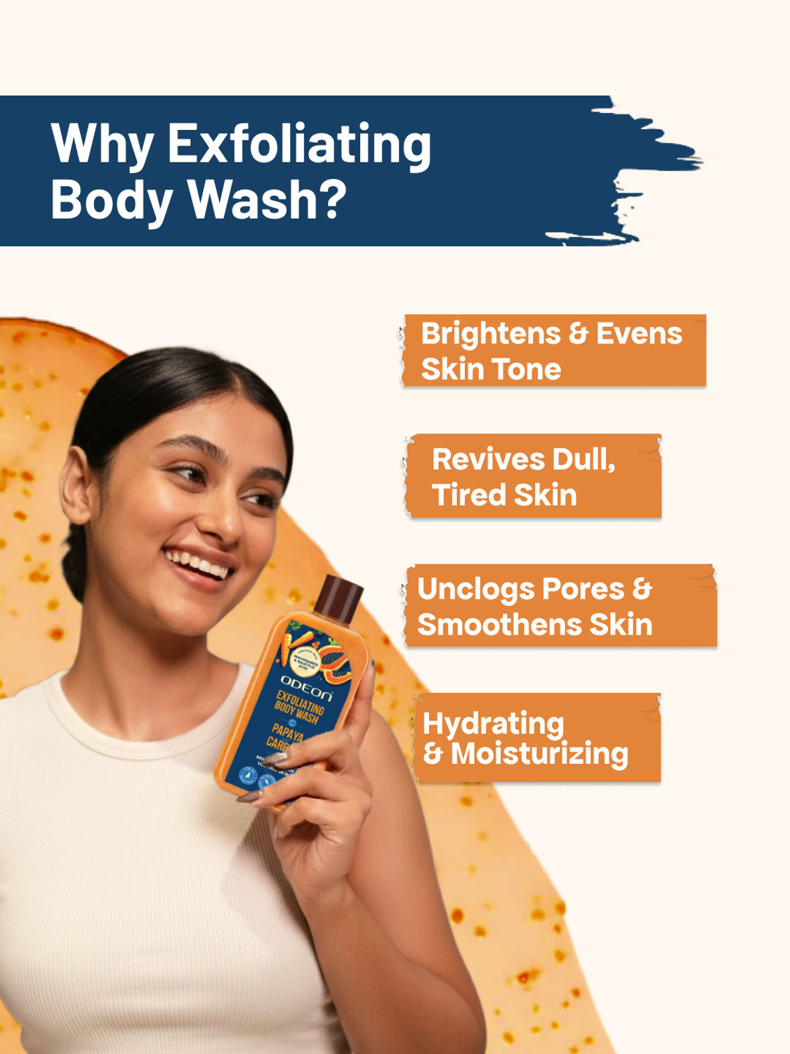 Image of ODEON Papaya & Carrot Exfoliating Body Wash I Enriched with Salicylic Acid